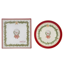 Lade das Bild in den Galerie-Viewer, Porcelain Vintage Dessert Breakfast Plate Teller Snow Globe Nostalgic Christmas
