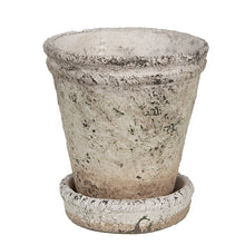 Lade das Bild in den Galerie-Viewer, Vintage Style Flowerpot with Dish Blumenvase Provence Stein Pflanzentopf
