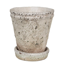 Lade das Bild in den Galerie-Viewer, Vintage Style Flowerpot with Dish Blumenvase Provence Stein Pflanzentopf
