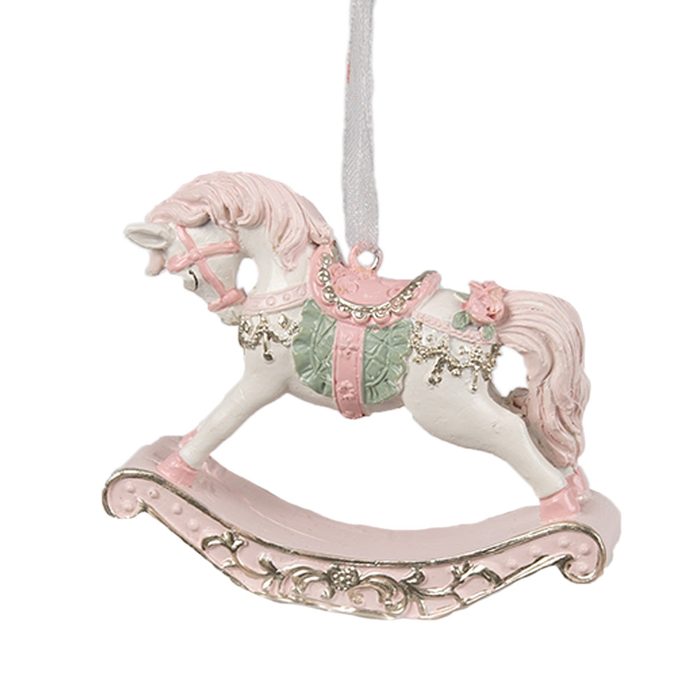 Rocking Horse Christmas Ornament Schaukelpferd Baumschmuck Rosa Gold