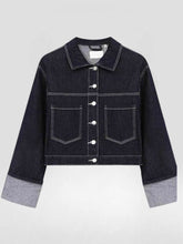 Lade das Bild in den Galerie-Viewer, Raw Denim Cropped Jeans Jacket Denim Jeansjacke Leila
