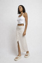 Lade das Bild in den Galerie-Viewer, Linen Blend Skirt with Slit Leinen Rock Leonie
