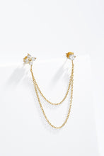 Lade das Bild in den Galerie-Viewer, Rhinestone Earrings Ohrringe Double Chain Fleur
