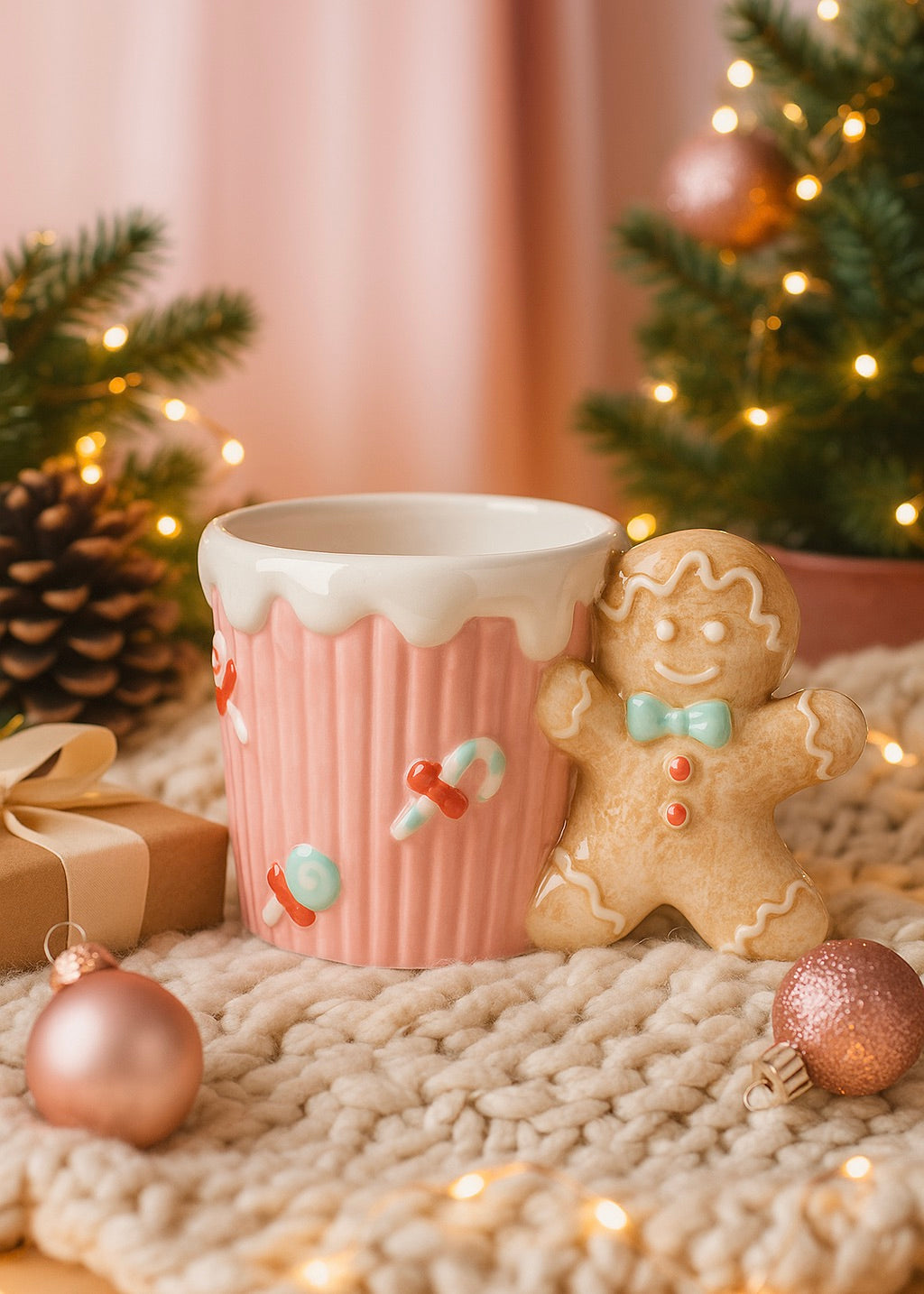 Gingerbread Man Mug Lebkuchenmann Tasse Rosa