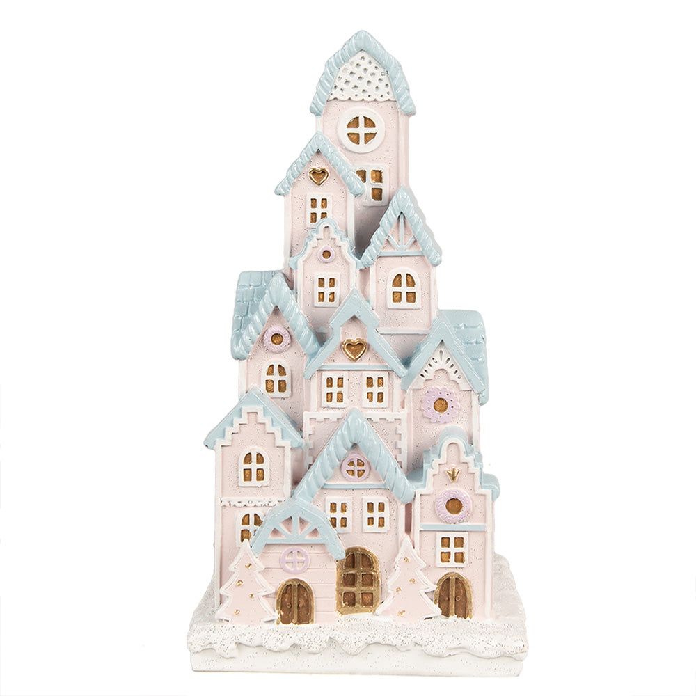 LED Gingerbread House Lebkuchenhaus Dekoration Pink Blue 26cm