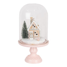 Lade das Bild in den Galerie-Viewer, LED Glasglocke Etagere Weihnachten Dekoration Gingerbreadhouse Ø 17x30 cm
