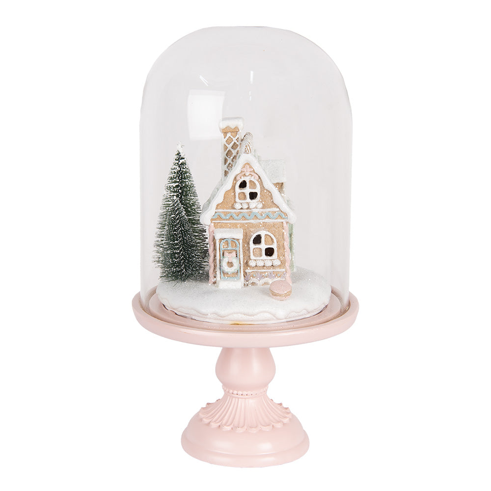 LED Glasglocke Etagere Weihnachten Dekoration Gingerbreadhouse Ø 17x30 cm