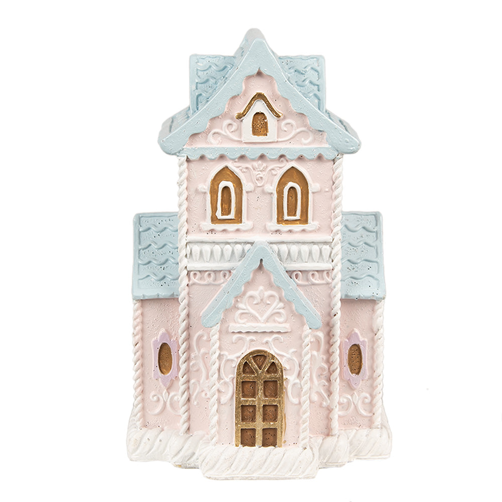 LED Gingerbread House Lebkuchenhaus Dekoration Pink Blue 16 cm