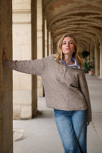 Lade das Bild in den Galerie-Viewer, Oversized Fluffy Wool Trucker Sweater Quarter Zip Pullover
