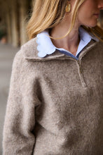 Lade das Bild in den Galerie-Viewer, Oversized Fluffy Wool Trucker Sweater Quarter Zip Pullover
