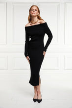 Lade das Bild in den Galerie-Viewer, Off Shoulder Knit Dress Strickkleid Bardot Collar Slit &quot;Danielle&quot;
