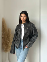 Lade das Bild in den Galerie-Viewer, Oversized Vintage Washed Biker Jacket Bickerjacke Rue
