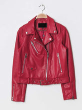 Lade das Bild in den Galerie-Viewer, Faux Leather Biker Motorcycle Jacket Lederjacke
