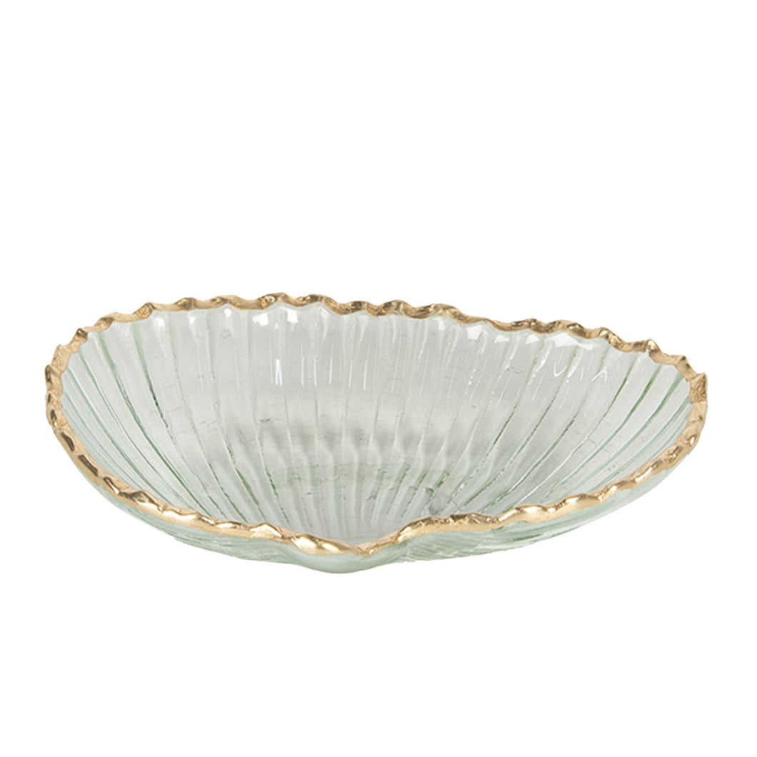 Shell Glass Plate Schale mit Goldrand