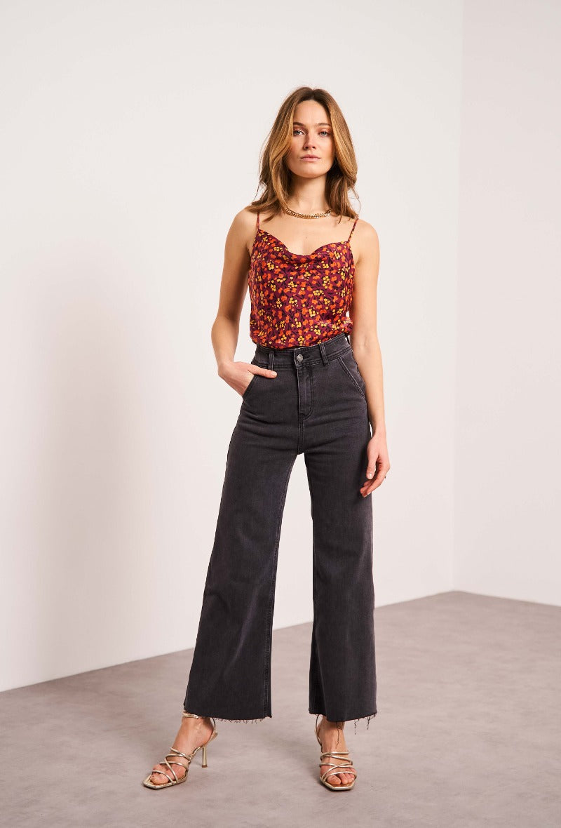 Wide Leg Jeans Flare Frayed  